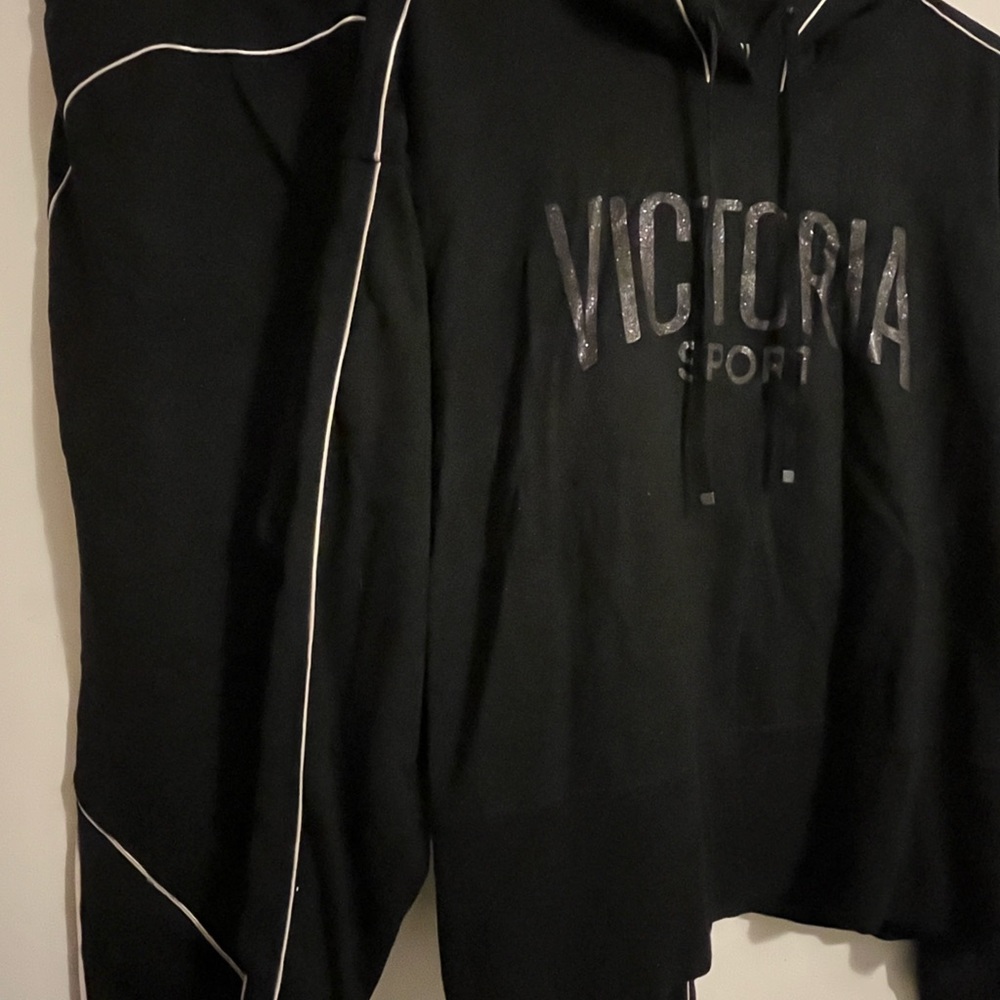 Victoria Secret Sport lounge set. Black with white pin strip.